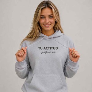 Logo Tu actitud justifica la mía<br>Polera de algodón<br>premium
